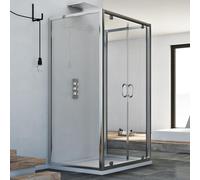 MAMPARA DE DUCHA 90X120X90 3 LADOS H185 TRANSPARENTE 2 HOJAS ABATIBLE CABINA