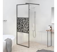 Mampara De Ducha A Ras De Suelo Con Cristal Templado De Seguridad Diseño Piedra, Estética Y Resistente, Mampara Baño, Mamparas De Bañera, Para Baños Modernos, Negro, 80 x 195 cm