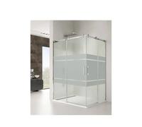 Mampara de ducha angular con doble hoja corredera en vidrio de seguridad templado de 6 mm ROTARY GME - 105 a 110 cm / 75 a 80 cm