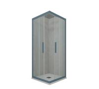 Mampara de ducha angular deslizante 100x120 CM de PVC Azul Marino H 200 Vidri...
