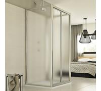 MAMPARA DE DUCHA CABINA 80X80X80 3 LADOS VIDRIO IMPRESO C PUERTA PLEGABLE
