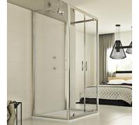 MAMPARA DE DUCHA CABINA APERTURA ABATIBLE SALOON 3 LADOS 2 HOJAS CIERRE VIDRIO