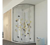 MAMPARA DE DUCHA CABINA BAÑO VIDRIO SEMICIRCULAR REDONDO CIERRE CRISTAL ANGULAR