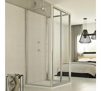 MAMPARA DE DUCHA CABINA DE TRES 3 LADOS CON PUERTA PLEGABLE VIDRIO