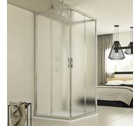 MAMPARA DE DUCHA CABINA TRES 3 LADOS PARED FIJA CORREDERA CRISTAL BAÑO CENTRAL
