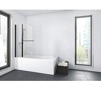 Mampara de ducha CITY 100 x 140 cm - abatible en dos partes - montable en ambos lados - Vidrio de seguridad monocapa de 4 mm de espesor - diseño negro mate