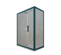 MAMPARA DE DUCHA CORREDERA 70X100 CM PVC VERDE VIDRIO TRANSPARENTE DECO DUO