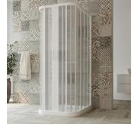 Mampara de ducha de 3 lados de PVC con fuelle 70 x 70 x 70 cm H 185 mod. Narciso con apertura central