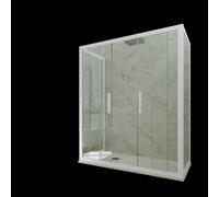 MAMPARA DE DUCHA DE 3 LADOS DESLIZANTE DE PVC BLANCO MOD. STAR TRIO