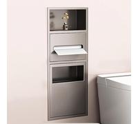 Mampara de Ducha de Acero Inoxidable: estantes incorporados con Bote de Basura Incorporado, fácil de Instalar, Adecuado para Almacenamiento en el baño, se Ajusta Perfectamente contra la Pare