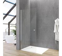 Mampara de ducha de cristal de 65 x 187 cm, sin marco, puerta giratoria, puerta oscilante, pared de cristal real, 5 mm transparente, sin juego de perfil magnético, sin plato de ducha