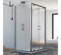 MAMPARA DE DUCHA DE TRES 3 LADOS VIDRIO APERTURA 2 HOJAS ABATIBLE CRISTAL H185