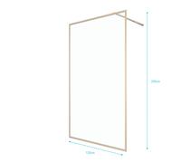 Mampara de ducha fija austine perfil aluminio dorado (120)x200 cm cristal templado 5mm transparente reversible. barra fijación a muro recortable incluida aurlane