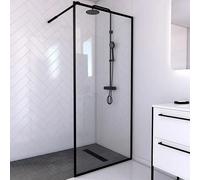 Mampara de ducha fija Dark Edge (An x Al: 90 x 200 cm, Revestido, Negro)
