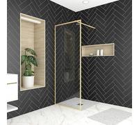 Aurlane Mampara de ducha fija Golden Edge (An x Al: 80 x 200 cm, Cepillado, Oro)