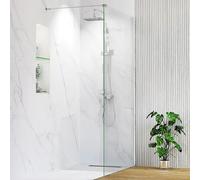 Mampara de ducha fija Horizon (An x Al: 100 x 195 cm, Cromado, Cromo)