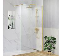 Mampara de ducha fija Horizon (An x Al: 110 x 195 cm, Oro)