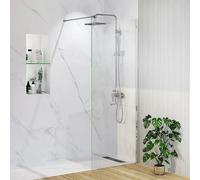 Mampara de ducha fija Horizon (An x Al: 70 x 195 cm, Cromado, Cromo)