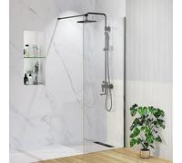 Mampara de ducha fija Horizon (An x Al: 70 x 195 cm, Negro)