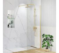 Mampara de ducha fija Horizon (An x Al: 70 x 195 cm, Oro)