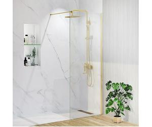 Mampara de ducha fija Horizon (An x Al: 80 x 195 cm, Oro)