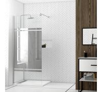 Mampara de ducha fija parma perfil aluminio cromo (100)x200 cm cristal templado 8mm espejo reversible aurlane