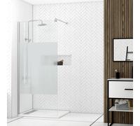 Mampara de ducha fija parma perfil aluminio cromo 100x200 cm cristal templado 8mm serigrafiado reversible aurlane