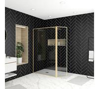 Aurlane Mampara de ducha fija Walk-In Golden Edge (An x Al: 160 x 200 cm, Cepillado, Oro)