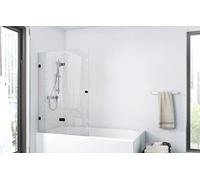 Mampara de ducha GALLERY 100 x 140 cm - abatible en dos partes - montable en ambos lados - Vidrio de seguridad monocapa de 4 mm de espesor - diseño negro mate