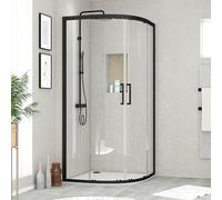 Mampara de ducha Marwell CITY de cristal, negro mate