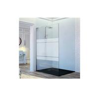 Mampara de ducha panel fijo frontal con vidrio decorado Clio y perfil de plata brillo alto Fresh Kassandra - Derecha / 98,5 a 99,5 cm