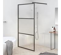 Mampara De Ducha Para Ducha De Obra Con Cristal Templado Semiesmerilado, Seguridad Y A Prueba De Salpicaduras, Mampara Baño, Mamparas De Bañera, Para Baños Modernos, Negro Semimate, 100 x 195 cm