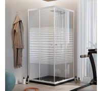 MAMPARA DE DUCHA RECTANGULAR 75X90CM VIDRIO SERIGRAFIADO ALUMINIO BLANCO