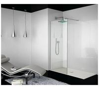 Mampara de ducha reversible con panel fijo frontal en color plata TR003 Kassandra - 108 a 109 cm