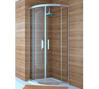 Mampara de Ducha Semicircular- 2 Hoja Fija y 2 Puerta Corredera - Cristal de Seguridad de 6 mm - Modelo Trescientos Circle (90 x 90 Curva Italiana)