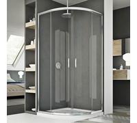 MAMPARA CABINA SEMICIRCULAR 80X80 VIDRIO TRANSPARENTE H185 CORREDERA DUCHA