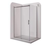 Mampara de Ducha Viola | 160x80x200cm | Puerta corredera 160 cm + panel fijo 80 cm | Ajuste 157,5-159 x 79-80,5cm | Perfiles Cromados, Cristal transparente de 8 mm - Moments of Glass