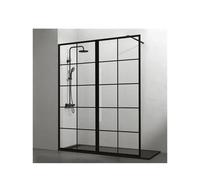 Mampara de Ducha Walk-in SCREEN BLACK CHESS XXL GME - 2 Paneles Fijos 195 cm, Vidrio Templado 8mm, Negro Mate, A Medida - 140 cm / Sin rodapié negro