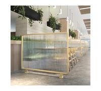 Mampara divisoria de Comedor, divisores de Hierro Dorado para comedores - Mampara de Vidrio para Restaurante, Divisor de encimera de Media Pared Baja para Estaciones de Trabajo y oficinas, b