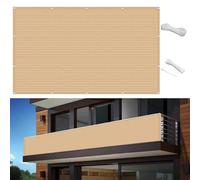 Mampara divisoria para balcón Exterior de 65x400 cm - Protección UV contra el Viento, Color Amarillo Arena, Ideal para Apartamentos y Jardines. Incluye Bridas y Cuerda para una fácil instala