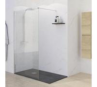 Mampara ducha fija 70x195 FABRICACION ESPAÑOLA Mampara de ducha 6mm Antical Barra de sujeción inoxidable Cristal Transparente Panel Fijo Mampara Cristal Templado PERFIL CROMO 70X195)