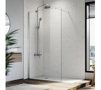 Mampara ducha fija 90x195 FABRICACION ESPAÑOLA Mampara de ducha 6mm Antical Barra de sujeción inoxidable Cristal Transparente Panel Fijo Mampara Cristal Templado PERFIL CROMO 90X195)