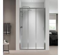 Mampara Ducha Frontal 3 Cristales | Cristal Templado 5mm Antical Transparente | Altura 190cm | Perfil Cromo Brillo 160 cm (Adaptable 156-160cm)