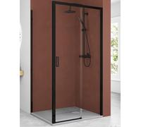 Mampara Ducha Rectangular Frontal Corredera 1 Puerta 1 Fijo | Cristal 5mm Antical Transparente | Perfil Negro 140cm (Adaptable 138,7-142,7cm) X 70cm