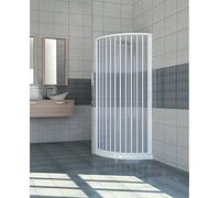 Mampara ducha semi-circular extensible en PVC apertura lateral, una hoja, 80 x 80 cm, Altura 185 cm, Blanco