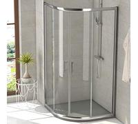 Mampara Ducha SEMICIRCULAR curva corredera - EstiloBaño® MIAMI - 2 Fijos y 2 Puertas correderas- TRANSPARENTE 4 hojas cristal templado - medidas 80x80 radio 550 (intervalo 78,5-80 x 78,5-80)