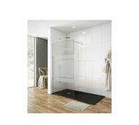 Mampara frontal con panel fijo fabricado en vidrio templado con decorado de GME - Barra soporte pared pivotante 120cm / 78 cm