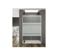 Mampara frontal con un cristal fijo y una puerta corredera con decorado de GME - 120 a 125 cm