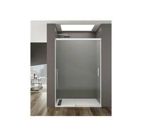 Mampara frontal con una hoja fija y una corredera fabricada en vidrio templado transparente blanco BASIC de GME - 115 a 120 cm