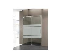 Mampara frontal de hoja corredera fabricada en vidrio serigrafiado con accesorios de acero inoxidable de GME - 125 a 130 cm